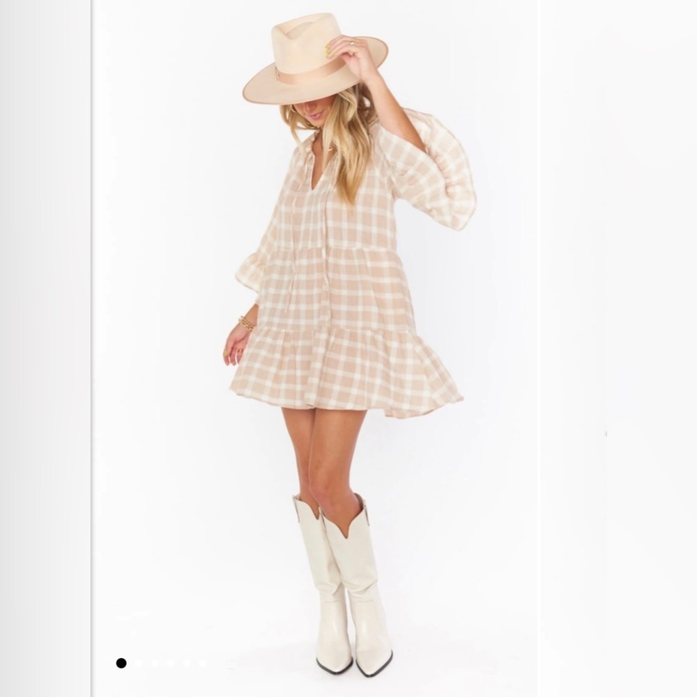 Show Me Your Mumu Viola Dress Cream Plaid